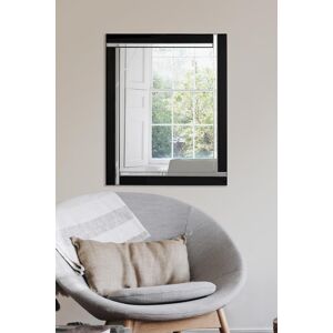 Large Mirror Black & Silver Wall All Glass Art Deco 2ft3 X 1ft10 68cm X 56cm Large Mirror Black & Silver Wall All Glass Art Deco 2ft3 X 1ft10 68cm X 56cm