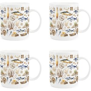 Purely Home Seaside Maritime Mugs - Sailing Fishing Diving Gift - Set Of 4 Bone China Mugs Purely Home Seaside Maritime Mugs - Sailing Fishing Diving Gift - Set Of 4 Bone China Mugs