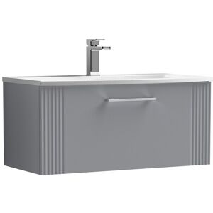 Balterley Wall Hung 1 Drawer Bathroom Vanity Basin Unit, Curved 800mm, Satin Grey Balterley Wall Hung 1 Drawer Bathroom Vanity Basin Unit, Curved 800mm, Satin Grey