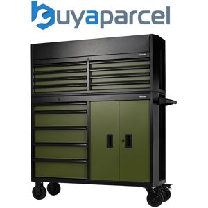Draper 24255 Bunker 13 Drawer Combined Roller Cabinet And Tool Chest, 52", Green Draper 24255 Bunker 13 Drawer Combined Roller Cabinet And Tool Chest, 52", Green