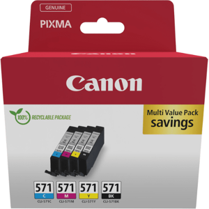 Canon 571 Original Ink Cartridges - Black, Cyan, Magenta & Yellow Cli-571 Canon 571 Original Ink Cartridges - Black, Cyan, Magenta & Yellow Cli-571