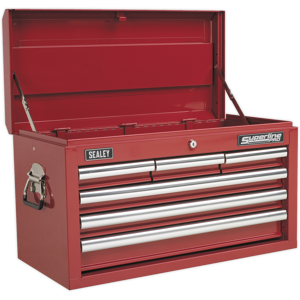Topchest 6 Drawer With Ball Bearing Slides - Red - Sealey Ap33069 New Topchest 6 Drawer With Ball Bearing Slides - Red - Sealey Ap33069 New