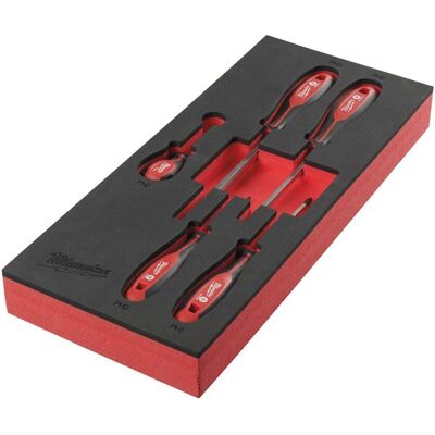 Milwaukee - 4932492393 - 5 PH screwdrivers - Foam - Foam tray Milwaukee - 4932492393 - 5 PH screwdrivers - Foam - Foam tray