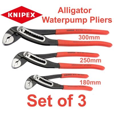 Knipex Alligator Waterpump Pliers Grips 180mm 250mm 300mm 3 Pce Set 00 20 09 V03 Knipex Alligator Waterpump Pliers Grips 180mm 250mm 300mm 3 Pce Set 00 20 09 V03
