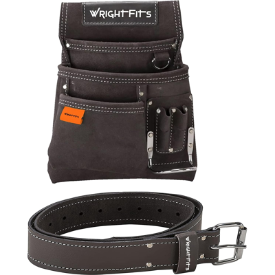 Wrightfits Leather Nail Pouch - Hammer Holder Multi Pocket Work Tool Pouch With Supporting Wrightfits Leather Nail Pouch - Hammer Holder Multi Pocket Work Tool Pouch With Supporting