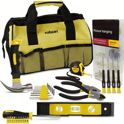 Rolson Multi Tool Set Inc Screwdrivers Pliers Hammer Tape Measure Spirit Level And More Rolson Multi Tool Set Inc Screwdrivers Pliers Hammer Tape Measure Spirit Level And More