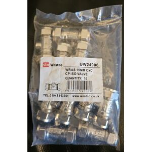 Sth Westco 15mm X 1/2\" C To C Iso Valve To Fit Flexi Tap Connectors X 10 Sealed Sth Westco 15mm X 1/2\" C To C Iso Valve To Fit Flexi Tap Connectors X 10 Sealed