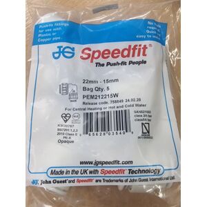 John Guest Speedfit John Guest Reducing Elbow 15/22mm - Push Fit Plumbing Fitting. Bag Quantity-5. John Guest Speedfit John Guest Reducing Elbow 15/22mm - Push Fit Plumbing Fitting. Bag Quantity-5.
