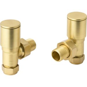 Brushed Brass Round Angled Radiator Valves Towel Rail Rad Pair Manual 15mm Brushed Brass Round Angled Radiator Valves Towel Rail Rad Pair Manual 15mm