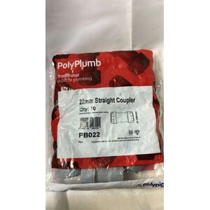 10x Polypipe Pb022 Polyplumb 22mm Straight Coupler (Pack Of 10) New 10x Polypipe Pb022 Polyplumb 22mm Straight Coupler (Pack Of 10) New