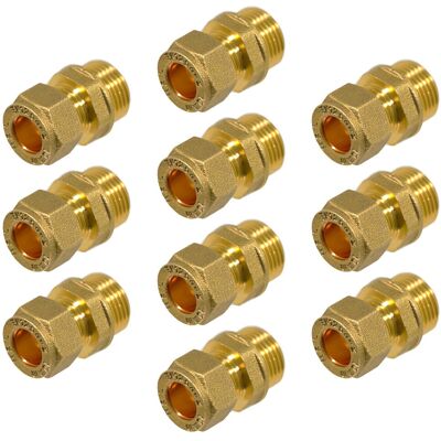 Spares2go Compression Connector 10mm 3/8\" Bsp Male Straight Brass Pipe Coupler X 10 Pack Spares2go Compression Connector 10mm 3/8\" Bsp Male Straight Brass Pipe Coupler X 10 Pack