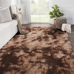 Soanny Living Room Rug, Coffee Brown Soft Fluffy Tie-Dyed Shag Carpet For Bedroom Dorm Soanny Living Room Rug, Coffee Brown Soft Fluffy Tie-Dyed Shag Carpet For Bedroom Dorm