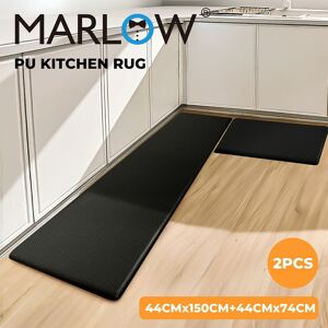 Marlow Kitchen Mat 2pcs Non Slip Woven Rubber Floor Mat Absorbent Runner Black Marlow Kitchen Mat 2pcs Non Slip Woven Rubber Floor Mat Absorbent Runner Black