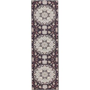 Beliani Beige Black Polyester Runner Rug - Hallway Oriental Pattern Beliani Beige Black Polyester Runner Rug - Hallway Oriental Pattern