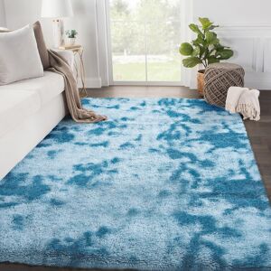 Soanny Living Room Rug, Dark Blue Soft Fluffy Tie-Dyed Shag Carpet For Bedroom Dorm Lo Soanny Living Room Rug, Dark Blue Soft Fluffy Tie-Dyed Shag Carpet For Bedroom Dorm Lo