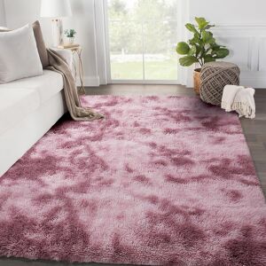Soanny Living Room Rug, Dark Pink Soft Fluffy Tie-Dyed Shag Carpet For Bedroom Dorm Lo Soanny Living Room Rug, Dark Pink Soft Fluffy Tie-Dyed Shag Carpet For Bedroom Dorm Lo