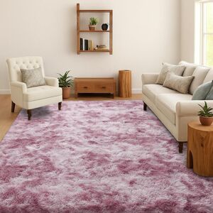 Soanny Living Room Rug, Dark Pink Soft Fluffy Tie-Dyed Shag Carpet For Bedroom Dorm Lo Soanny Living Room Rug, Dark Pink Soft Fluffy Tie-Dyed Shag Carpet For Bedroom Dorm Lo