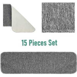 Vxl Grey Carpet Stair Treads 75x20cm 15 Pcs Non Slip Latex Back Washable Stairs Mats Vxl Grey Carpet Stair Treads 75x20cm 15 Pcs Non Slip Latex Back Washable Stairs Mats