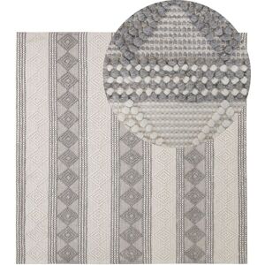Beliani Light Beige Grey Wool Area Rug 200x200 - Area Rug Beliani Light Beige Grey Wool Area Rug 200x200 - Area Rug