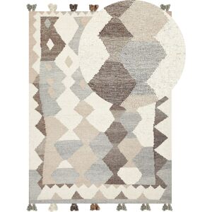 Beliani Kilim Area Rug Multicolour Wool and Cotton - 160x230cm - Handmade Boho Patchwork Pattern Beliani Kilim Area Rug Multicolour Wool and Cotton - 160x230cm - Handmade Boho Patchwork Pattern