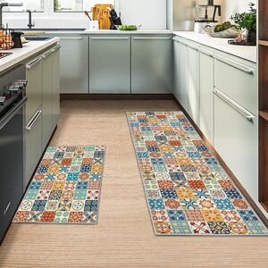 Miqebx 2 Pcs Kitchen Rugs, Anti Fatigue Kitchen Rug Sets, Comfort Floor Mats, Washable Miqebx 2 Pcs Kitchen Rugs, Anti Fatigue Kitchen Rug Sets, Comfort Floor Mats, Washable