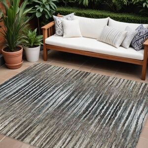 Homeroots.Co 9' X 12' Brown Taupe And Chocolate Striped Washable Indoor Outdoor Area Rug Homeroots.Co 9' X 12' Brown Taupe And Chocolate Striped Washable Indoor Outdoor Area Rug