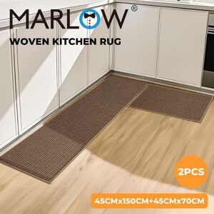 Marlow Kitchen Mat 2pcs Non Slip Woven Rubber Floor Mat Absorbent Runner Brown Marlow Kitchen Mat 2pcs Non Slip Woven Rubber Floor Mat Absorbent Runner Brown