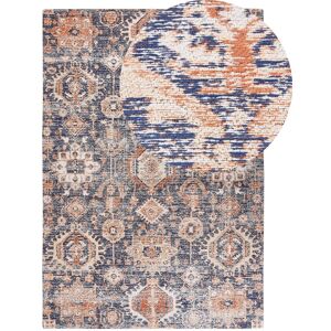 Beliani Cotton Area Rug Blue Red 140x200 - Area Rug Beliani Cotton Area Rug Blue Red 140x200 - Area Rug