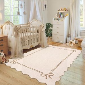 Caromio Washable Living Room Rug 120x170 Cm, Modern Scalloped Bow Bedroom Carpet, Non S Caromio Washable Living Room Rug 120x170 Cm, Modern Scalloped Bow Bedroom Carpet, Non S