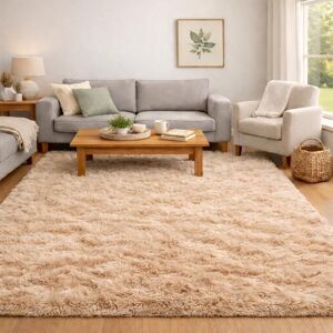 Soanny Living Room Area Rug, Beige Small Soft Fluffy Shaggy Solid Carpet For Bedroom D Soanny Living Room Area Rug, Beige Small Soft Fluffy Shaggy Solid Carpet For Bedroom D