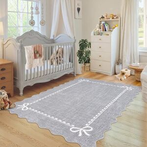 Caromio Washable Living Room Rug 120x170 Cm, Modern Scalloped Bow Bedroom Carpet, Non S Caromio Washable Living Room Rug 120x170 Cm, Modern Scalloped Bow Bedroom Carpet, Non S