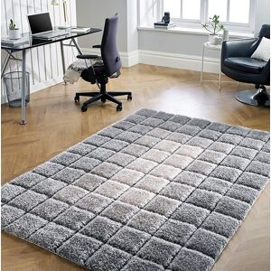 Flair Rugs Velvet Shaggy Geometric Rugs Cube Living Bed Room Floor Carpet 120x170cm Grey Flair Rugs Velvet Shaggy Geometric Rugs Cube Living Bed Room Floor Carpet 120x170cm Grey