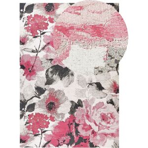 Beliani Cotton Floral Area Rug - 140x200cm - Pink - Floral Pattern - Cotton Beliani Cotton Floral Area Rug - 140x200cm - Pink - Floral Pattern - Cotton