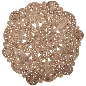 Beliani Beige Jute Round Area Rug - 120cm - Rustic Living Room Beliani Beige Jute Round Area Rug - 120cm - Rustic Living Room