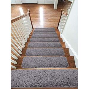 Emmahome Soft Shaggy Carpet Stair Treads Non-Slip Machine Washable Mats/rugs, 22x67cm, 3 Emmahome Soft Shaggy Carpet Stair Treads Non-Slip Machine Washable Mats/rugs, 22x67cm, 3