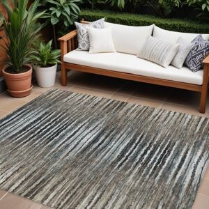 Homeroots.Co 8' X 10' Brown Taupe And Chocolate Striped Washable Indoor Outdoor Area Rug Homeroots.Co 8' X 10' Brown Taupe And Chocolate Striped Washable Indoor Outdoor Area Rug