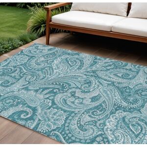 Homeroots.Co 9' X 12' Turquoise And Ivory Paisley Washable Indoor Outdoor Area Rug Homeroots.Co 9' X 12' Turquoise And Ivory Paisley Washable Indoor Outdoor Area Rug