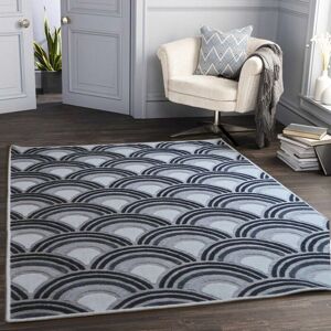 Aspect Tear Drops Geometric Wave Pattern Area Rug(Charcoal Grey/beige/cream)-Rug255/170 Aspect Tear Drops Geometric Wave Pattern Area Rug(Charcoal Grey/beige/cream)-Rug255/170