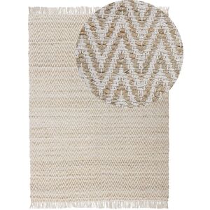 Beliani Beige Jute Cotton Area Rug - Boho Style Beliani Beige Jute Cotton Area Rug - Boho Style