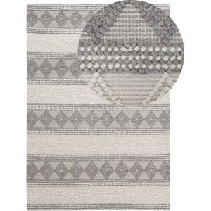 Beliani Light Beige Grey Wool Area Rug - 160x230 cm Beliani Light Beige Grey Wool Area Rug - 160x230 cm