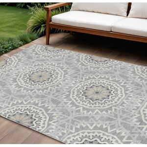 Homeroots.Co 8' X 10' Gray Silver And Ivory Floral Medallion Washable Indoor Outdoor Area Rug Homeroots.Co 8' X 10' Gray Silver And Ivory Floral Medallion Washable Indoor Outdoor Area Rug