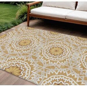 Homeroots.Co 8' X 10' Gold Gray And Ivory Floral Medallion Washable Indoor Outdoor Area Rug Homeroots.Co 8' X 10' Gold Gray And Ivory Floral Medallion Washable Indoor Outdoor Area Rug