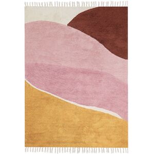 Beliani Pink Cotton Abstract Pattern Rug - Rectangular Living Room Bedroom Beliani Pink Cotton Abstract Pattern Rug - Rectangular Living Room Bedroom