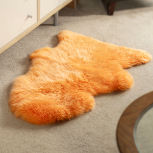 Lambland Light Orange Coloured Sheepskin Rug Eco Tanned Premium Lambskin Floor Covering Lambland Light Orange Coloured Sheepskin Rug Eco Tanned Premium Lambskin Floor Covering