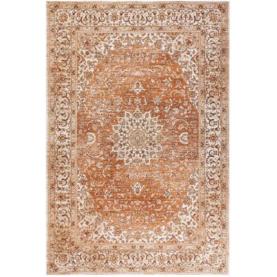Beliani Orange Cotton Polyester Area Rug - Vintage Oriental Pattern - 200x300cm Beliani Orange Cotton Polyester Area Rug - Vintage Oriental Pattern - 200x300cm