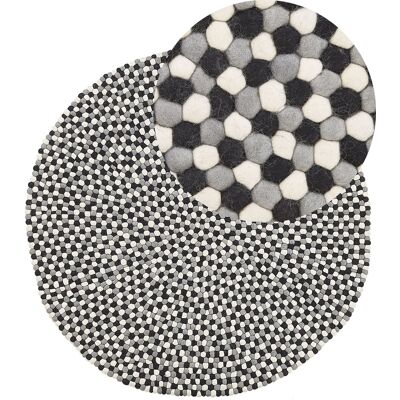 Beliani Round Wool Felt Ball Rug ΓΈ140 cm - Area Rug Beliani Round Wool Felt Ball Rug ΓΈ140 cm - Area Rug