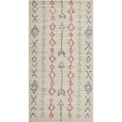 Beliani Beige Cotton Area Rug - Geometric Pattern, 80 x 150 cm - Living Room Decor Beliani Beige Cotton Area Rug - Geometric Pattern, 80 x 150 cm - Living Room Decor