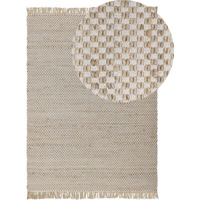 Beliani Beige Cotton Jute Area Rug - Boho Low-Pile 140x200cm Beliani Beige Cotton Jute Area Rug - Boho Low-Pile 140x200cm