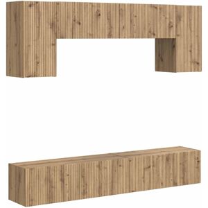 Vidaxl Tv Cabinet Set Wall-Mounted 4 Pcs Smoked Oak Engineered Wood, Living Room Vidaxl Tv Cabinet Set Wall-Mounted 4 Pcs Smoked Oak Engineered Wood, Living Room