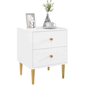 Homcom Elegant Nightstand With Gold Handles Storage Drawers Homcom Elegant Nightstand With Gold Handles Storage Drawers